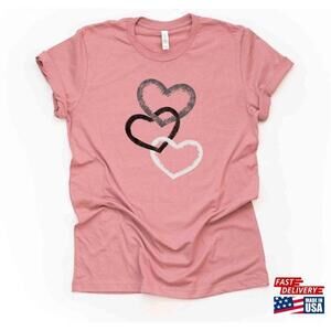 Intertwined Heart Tee Silver Black And White Hearts Design Unisex Shirt